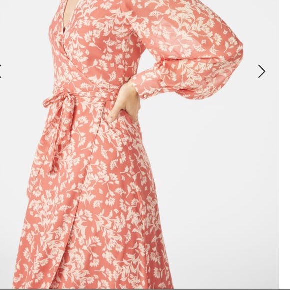 shoedazzle New Ladies Faded Rose floral long sleeve wrap Maxi Dress Barbie core - Picture 4 of 16